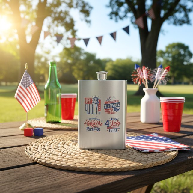 Petaca El espíritu de la independencia 4 de julio (Spirit of Independence Fourth of July Classic Flask)