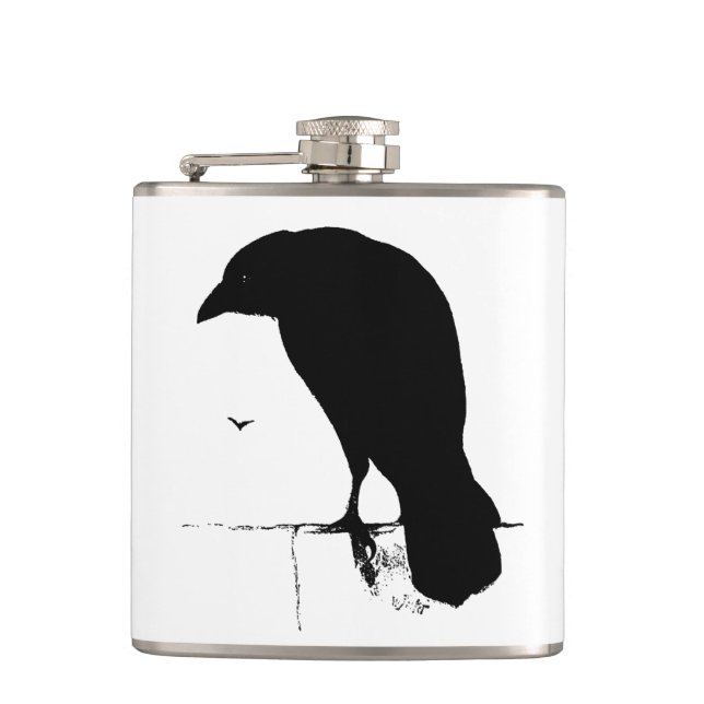 Petaca El gótico retro de la silueta del cuervo del (Anverso)