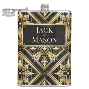 Petaca El lujoso oro geométrico oro de los años 20