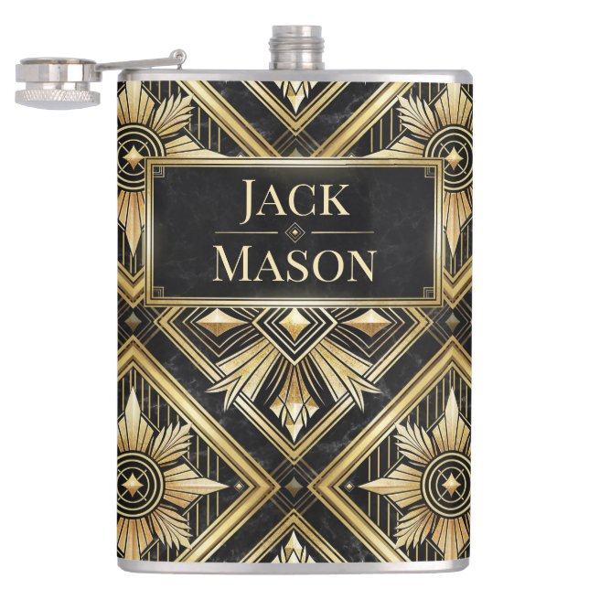 Petaca El lujoso oro geométrico oro de los años 20 (Abierto)