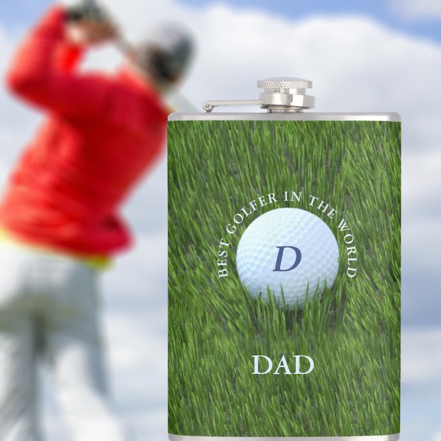 Petaca El mejor golfista verde en el matraz temático del  (For the best golfer in the world. Just add their initial and name to this green flask)