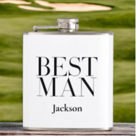 Petaca El mejor hombre blanco personalizado negro moderno