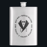 Petaca El mejor hombre elegante Boda de Tuxedo<br><div class="desc">Personalizar este elegante diseño para el Mejor Hombre con un elegante esmoquin negro y texto personalizado para el nombre del mejor hombre y los nombres de la pareja boda con la fecha.</div>