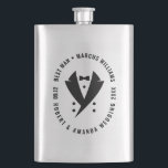 Petaca El mejor hombre elegante Boda de Tuxedo<br><div class="desc">Personalizar este elegante diseño para el Mejor Hombre con un elegante esmoquin negro y texto personalizado para el nombre del mejor hombre y los nombres de la pareja boda con la fecha.</div>