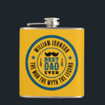 Petaca El mejor papá del mundo vintage western Día del Pa<br><div class="desc">Regalos personalizados para papá en el Día del Padre. El texto y la redacción son editables para adaptarse a su ocasión. El color del texto, el color de fondo, el color de las estrellas y el color del círculo son editables utilizando la herramienta de diseño. Regalo perfecto para padre, abuelo...</div>