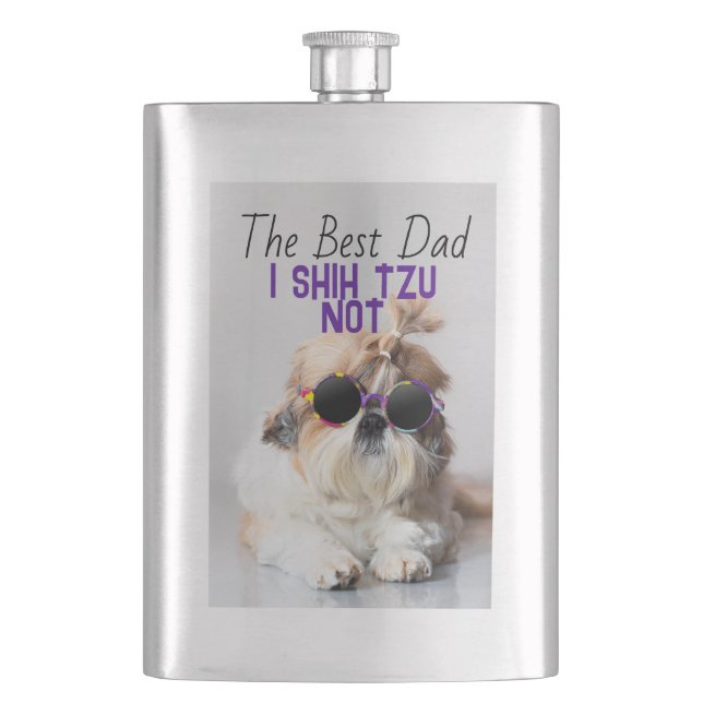 Petaca El mejor papá Shih Tzu No es una linda foto de per (Anverso)