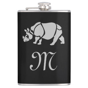 Petaca El monograma del rinoceronte unicornio