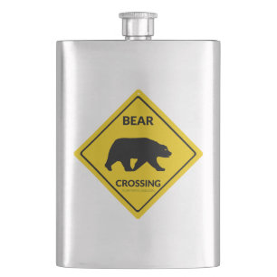 Petaca El oso de SlipperyJoe cruzando la silueta del oso 