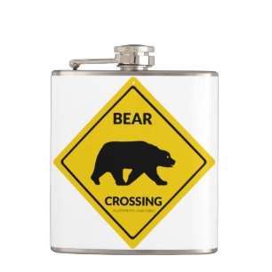 Petaca El oso de SlipperyJoe cruzando la silueta del oso 