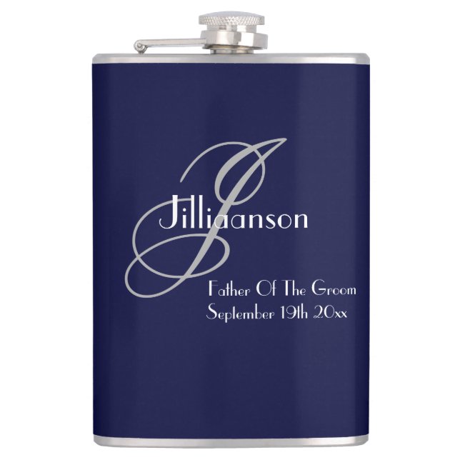 Petaca El Padre Del Boda Monograma Groom Gift Guay (Anverso)