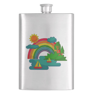 Petaca El paisaje de los viajes en barco bajo las nubes d