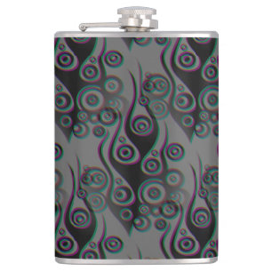 Petaca El patrón de las llamas y los círculos del tatuaje