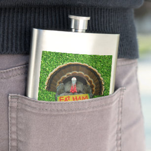 Petaca El pavo orgulloso de SlipperyJoe come jamón colgar