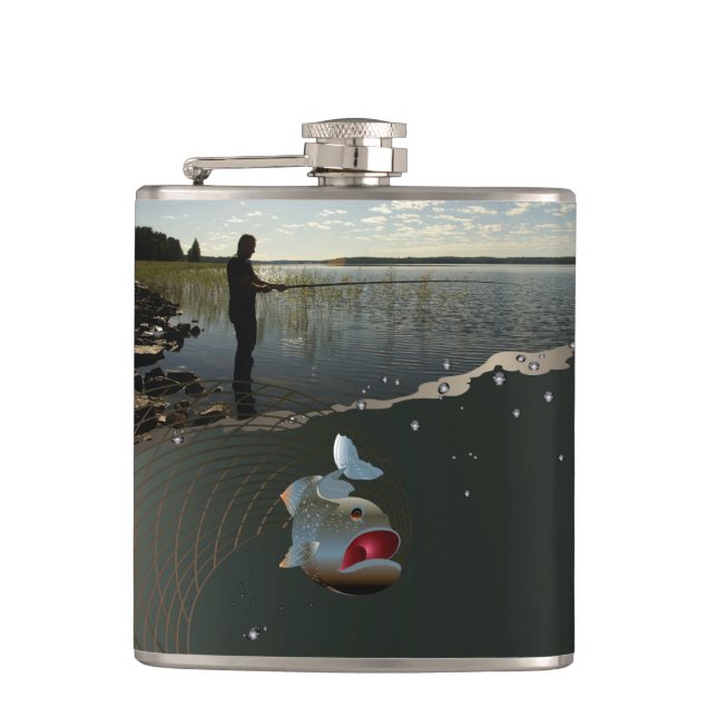 Petaca El pescador ​ ​ ​ ​ ​ ​. Pesca feliz (Anverso)