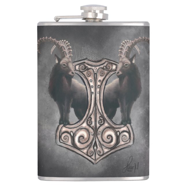 Petaca El poder de Thor: Mjölnir y el truculento compañer (Anverso)