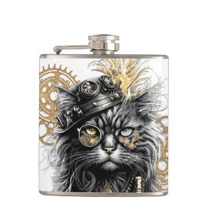 Petaca El profesor Sprocket-Paws  El gato steampunk funky