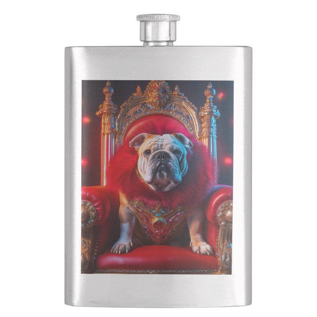 Petaca El Rey Winnie El Bulldog En Su Trono (Anverso)