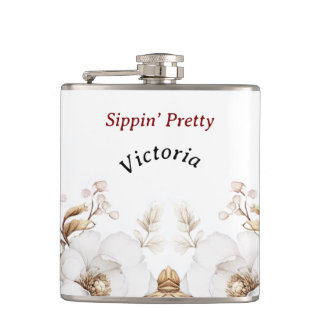 Petaca El victoriano Peony Luxe Boda Hers Vinyl Wrapped
