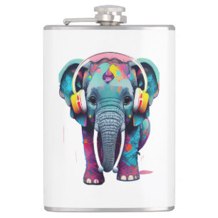 Petaca Elefante bebé lindo con audífonos