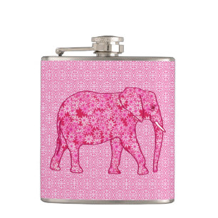 Petaca Elefante de la flor - rosa del fucsia