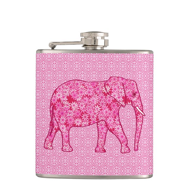 Petaca Elefante de la flor - rosa del fucsia (Anverso)