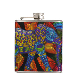 Petaca Elefante y Mandala Ornamentados Coloridos