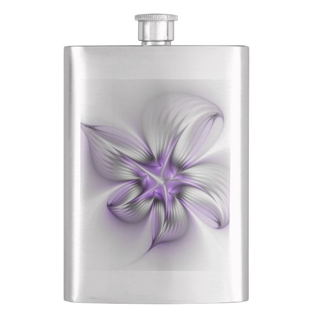 Petaca Elegancia floral arte contemporáneo abstracto viol (Anverso)