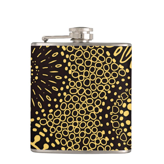 Petaca Elegant Ethnic Floral Black Gold Drink (Anverso)