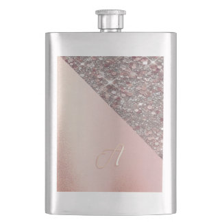 Petaca Elegant Rose Gold Monogram Classic Flask