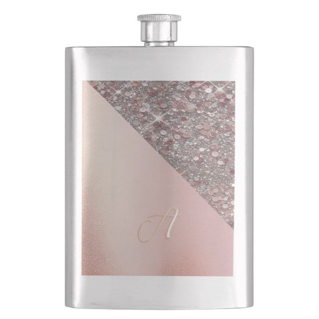 Petaca Elegant Rose Gold Monogram Classic Flask (Anverso)