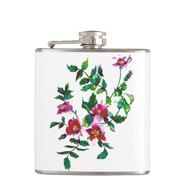 Petaca Elegante acuarela moderna flores silvestres de col (Anverso)