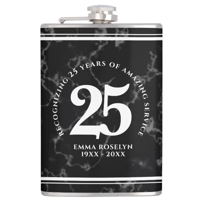 Petaca Elegante Aniversario del Trabajo del Mármol Negro  (Anverso)