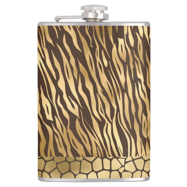 Petaca Elegante Bonito de Moda de Tigre de Oro Giraffe (Anverso)