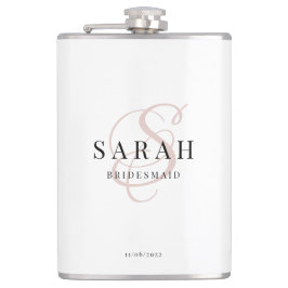 Petaca Elegante caligrafía Monograma rosa regalo de dama 