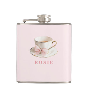 Petaca Elegante Coquette Preppy Té Rosa con Bow