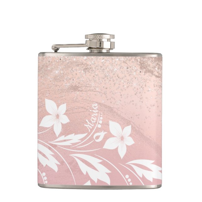 Petaca Elegante degradado moderno rosa purpurina dorado f (Anverso)