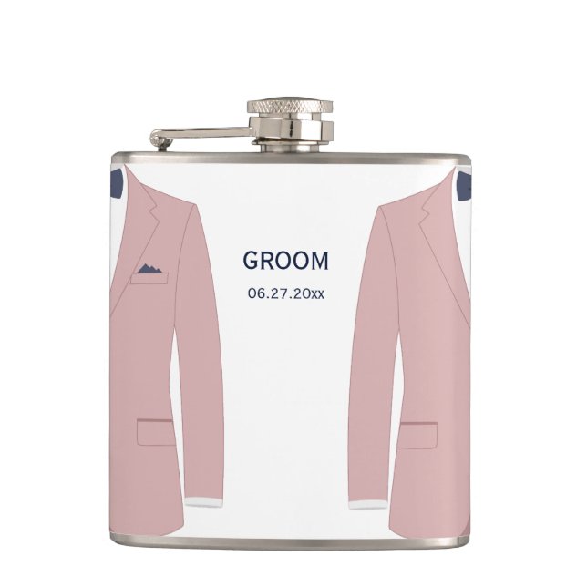 Petaca Elegante Flask Gay Boda Regalo Para Groom Pink (Anverso)