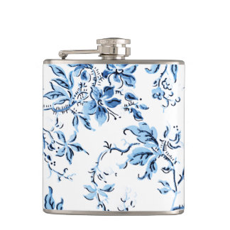 Petaca Elegante floral azul y blanco Delft