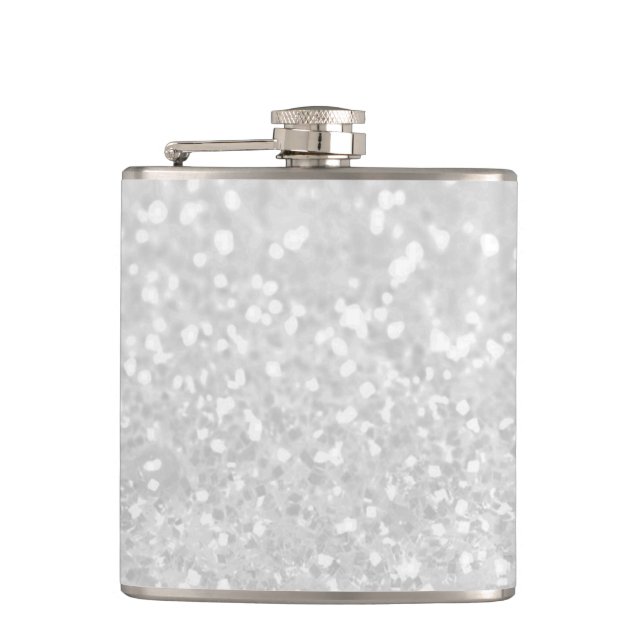 Petaca Elegante glamour chic brillo blanco falso (Anverso)