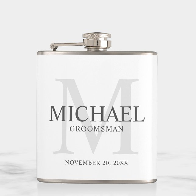 Petaca Elegante Groomsmen Blanco Personalizado (Subido por el creador)
