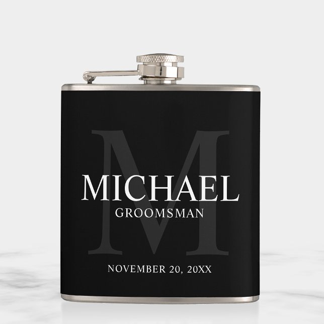 Petaca Elegante Groomsmen Negro Personalizado (Subido por el creador)