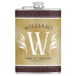 Petaca Elegante Leather Leaf & Vintage Paper Surname Mott