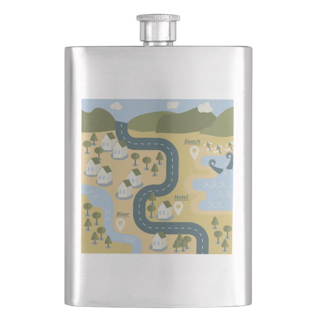 Petaca Elegante mapa de viajes de vacaciones de personali (Anverso)