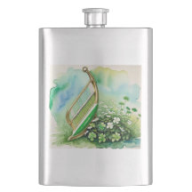 Elegante matraz de cadera de Harp y Shamrock irlan
