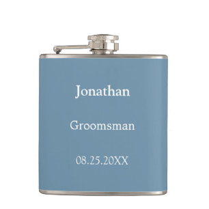 Petaca Elegante matraz Groomsman personalizada Dusty Blue
