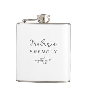 Petaca Elegante Minimalista Moderno Botánico Negro Blanco