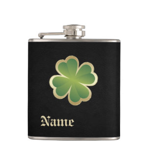 Petaca Elegante moda dorada con estilo de cuero shamrock