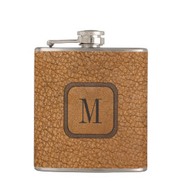 Petaca Elegante Monograma Rústico Vintage de cuero modern