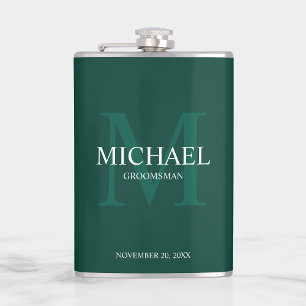 Petaca Elegante Monograma y nombre de Groomsmen Personali