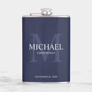 Petaca Elegante Monograma y nombre de Groomsmen Personali